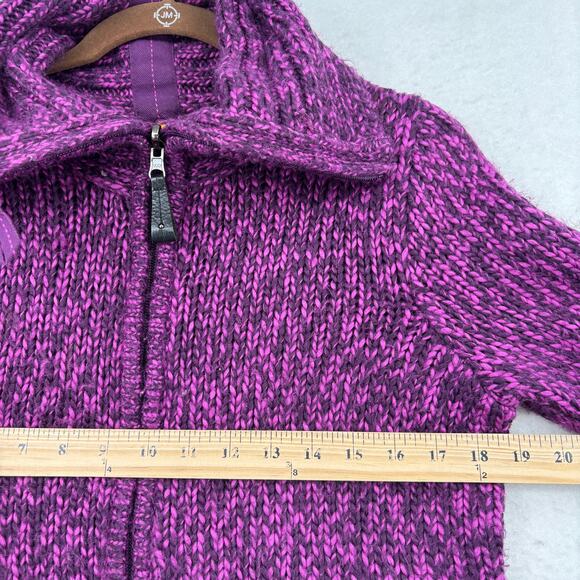 Lole Cardigan Sweater Womens Size M Purple Wool Blend Full Zip Fuzzy Knit - Picture 11 of 14